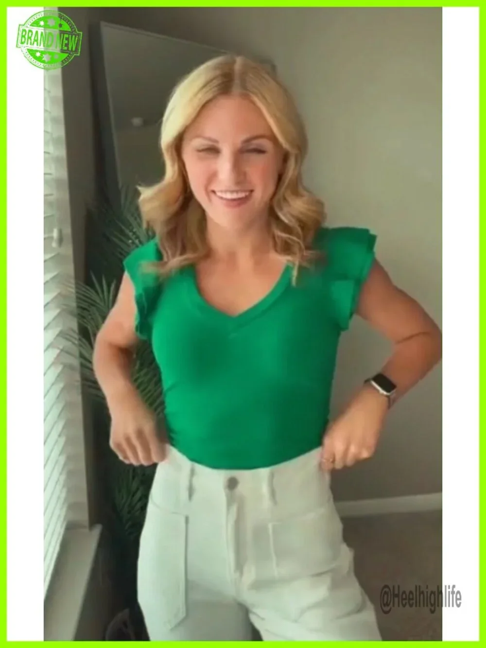Women's Cropped Square Neck Ruffle Sleeve Tank Top Slim Fit Summer Shirt